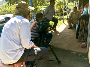 Cameraman David Haneke captures interviews for a documentary in the high country surrounding Kathmandu.