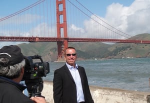 Professional video production in San Francisco in front of Golden Gate Bridge